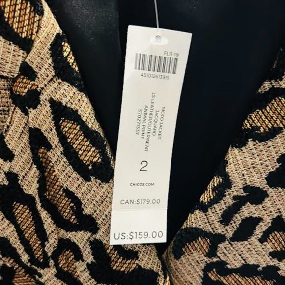 CHICO'S ANIMAL-PRINT JACQUARD MOTO JACKET - Picture 7 of 8